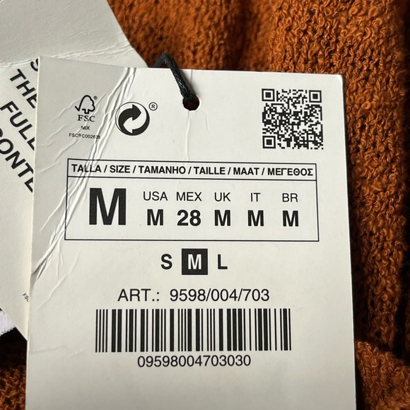 Zara Knit 3/4 Inch Sleeve Crop Top Sweater Brown Size Medium - Picture 7 of 8